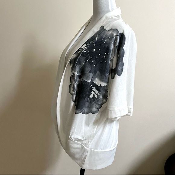 ALYX~Cardigan-Size Large~White with Black Flowers - Picture 4 of 7